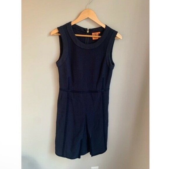 Tory Burch Addis Normandy Blue Cotton Invert Pleat Dress - Picture 6 of 8